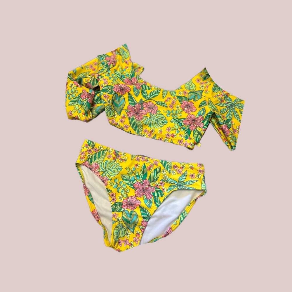 Yellow and Green Tropical Bikini Set